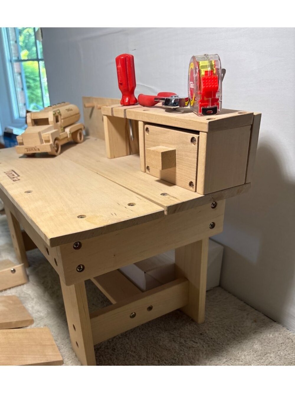 Tonka Workbench Wooden Toy With Tools & Accessories Creativity 18 x 10 x 9" - Picture 8 of 16